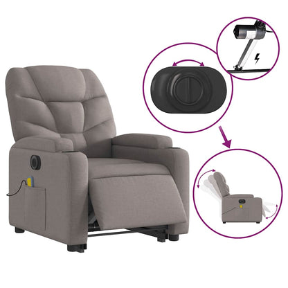vidaXL Elektrischer Massagesessel mit Aufstehhilfe Taupe Stoff