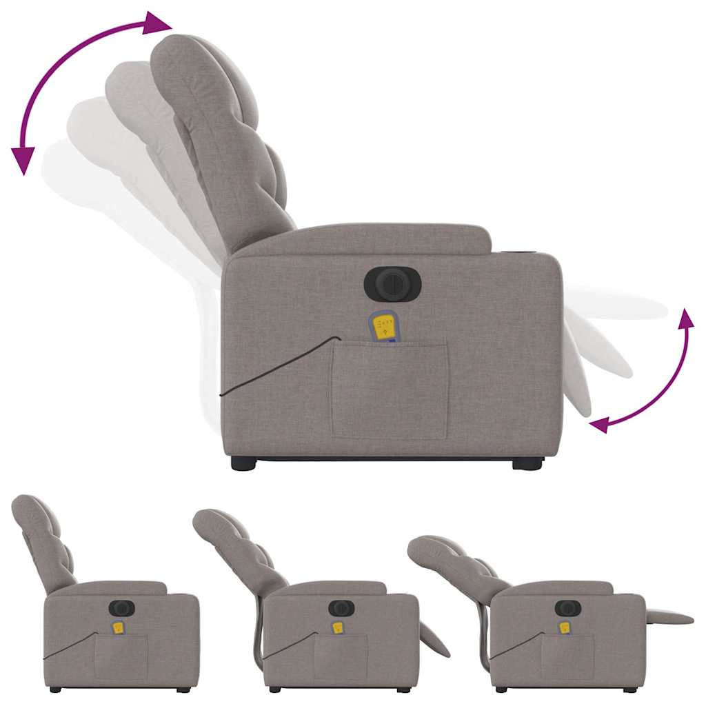 vidaXL Elektrischer Massagesessel mit Aufstehhilfe Taupe Stoff