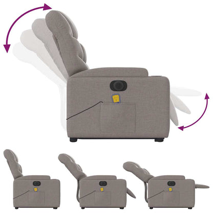 vidaXL Elektrischer Massagesessel mit Aufstehhilfe Taupe Stoff