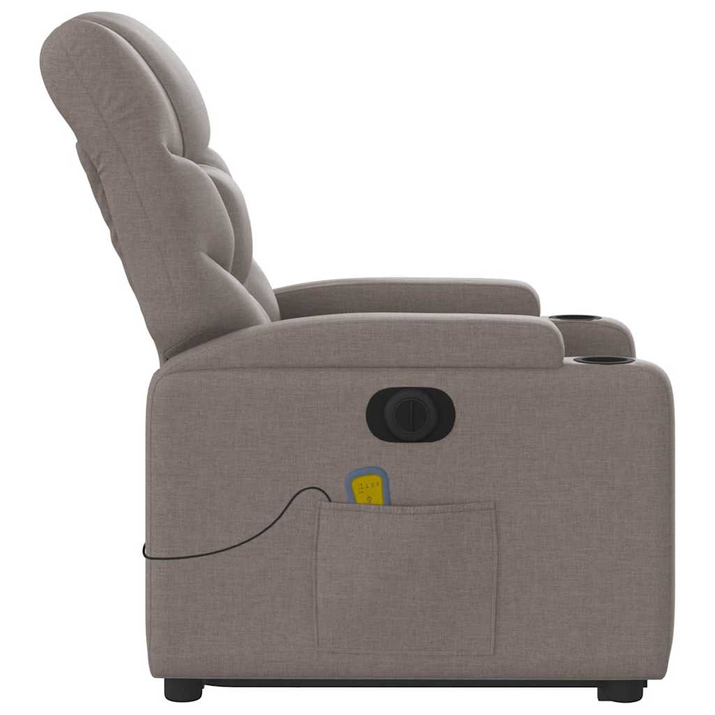 vidaXL Elektrischer Massagesessel mit Aufstehhilfe Taupe Stoff