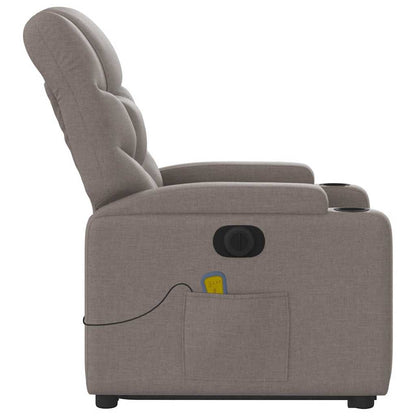 vidaXL Elektrischer Massagesessel mit Aufstehhilfe Taupe Stoff