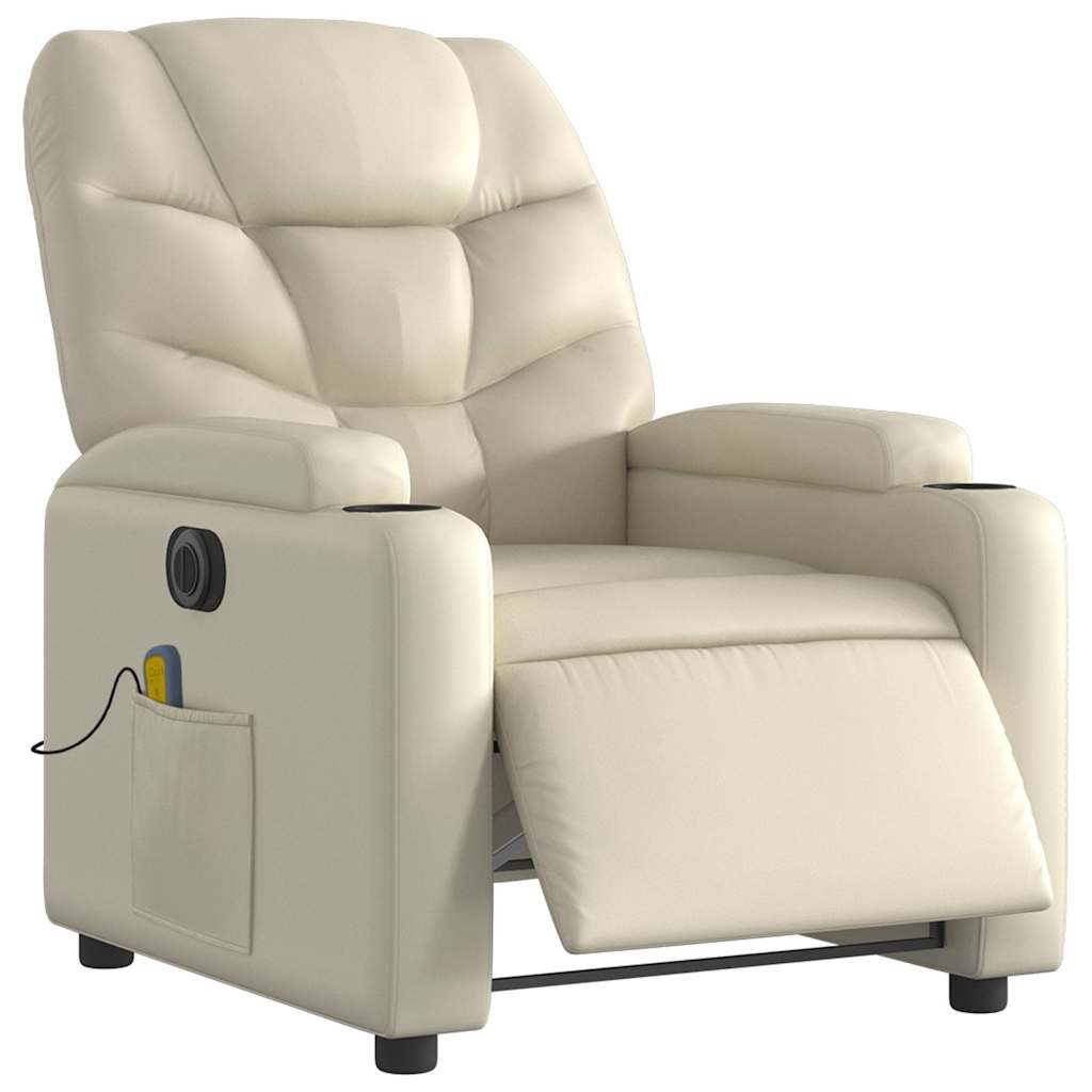 vidaXL Massagesessel Elektrisch Creme Kunstleder