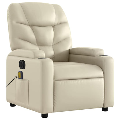 vidaXL Massagesessel Elektrisch Creme Kunstleder
