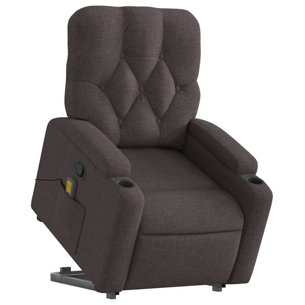 vidaXL Massagesessel mit Aufstehhilfe Dunkelbraun Stoff