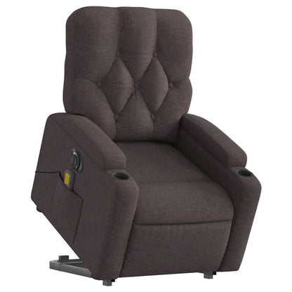 vidaXL Elektrischer Massagesessel mit Aufstehhilfe Dunkelbraun Stoff