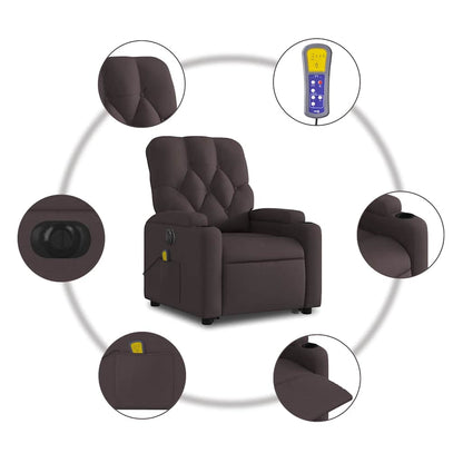 vidaXL Elektrischer Massagesessel mit Aufstehhilfe Dunkelbraun Stoff