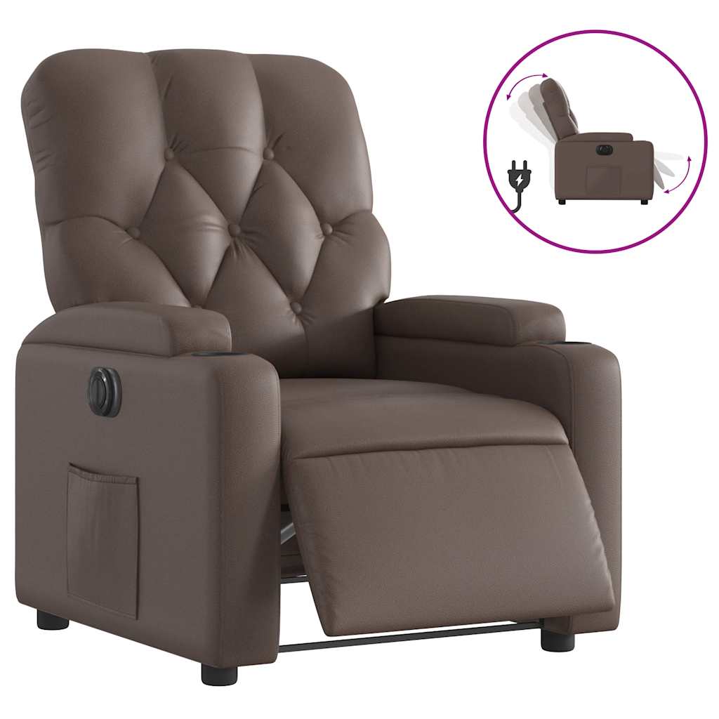 vidaXL Fauteuil relax électrique Marron Similicuir