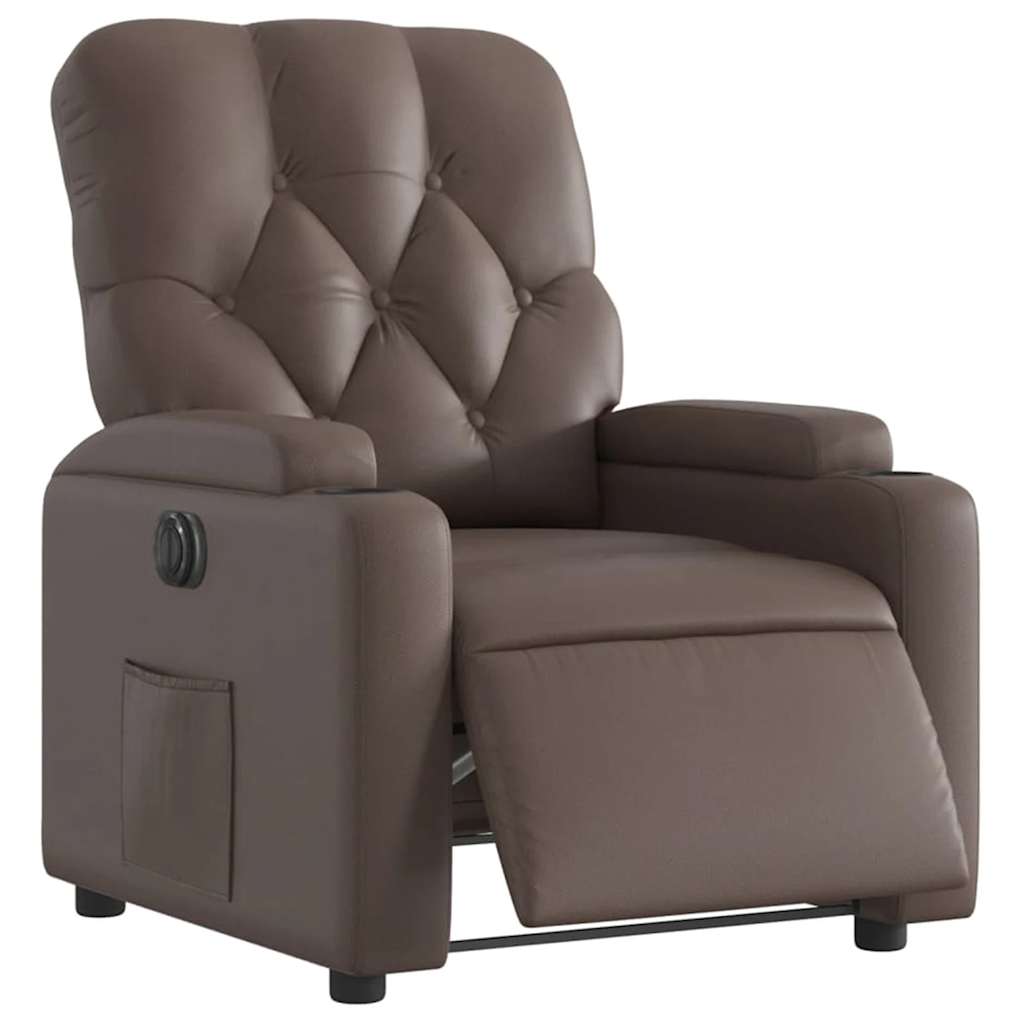 vidaXL Fauteuil relax électrique Marron Similicuir