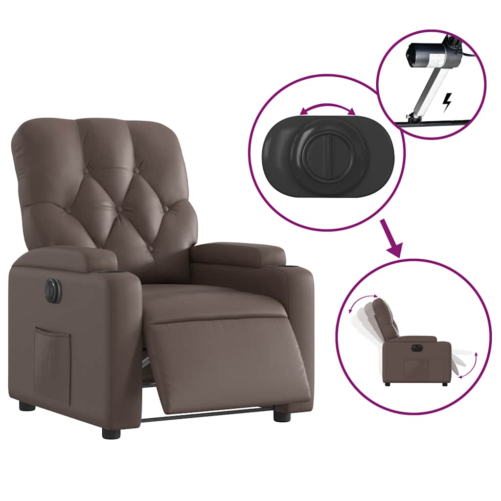 vidaXL Fauteuil relax électrique Marron Similicuir