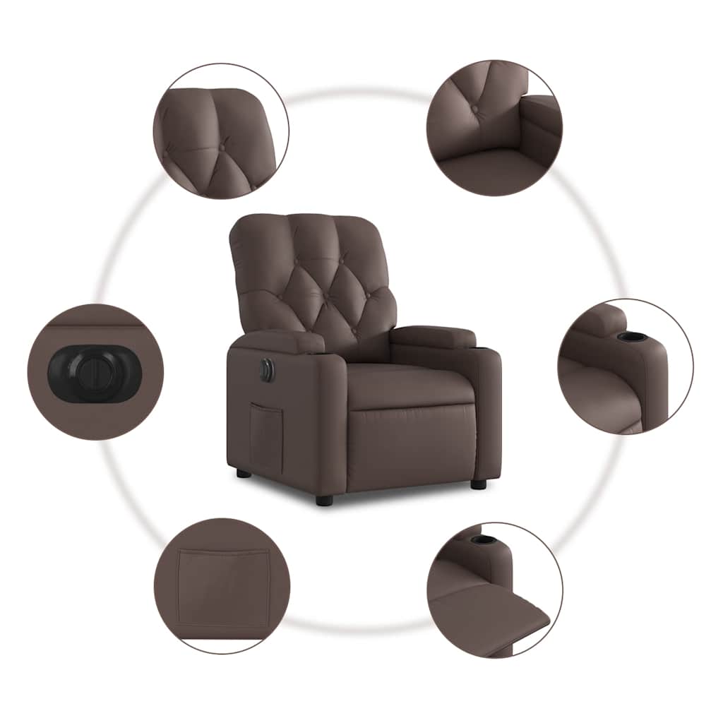 vidaXL Fauteuil relax électrique Marron Similicuir