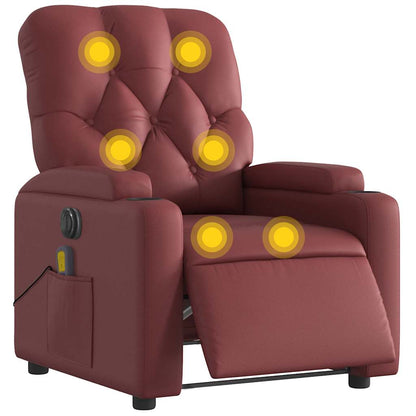 vidaXL Massagesessel Elektrisch Weinrot Kunstleder