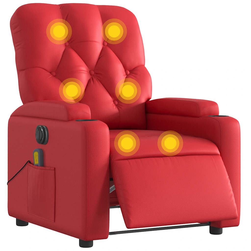 vidaXL Massagesessel Elektrisch Rot Kunstleder