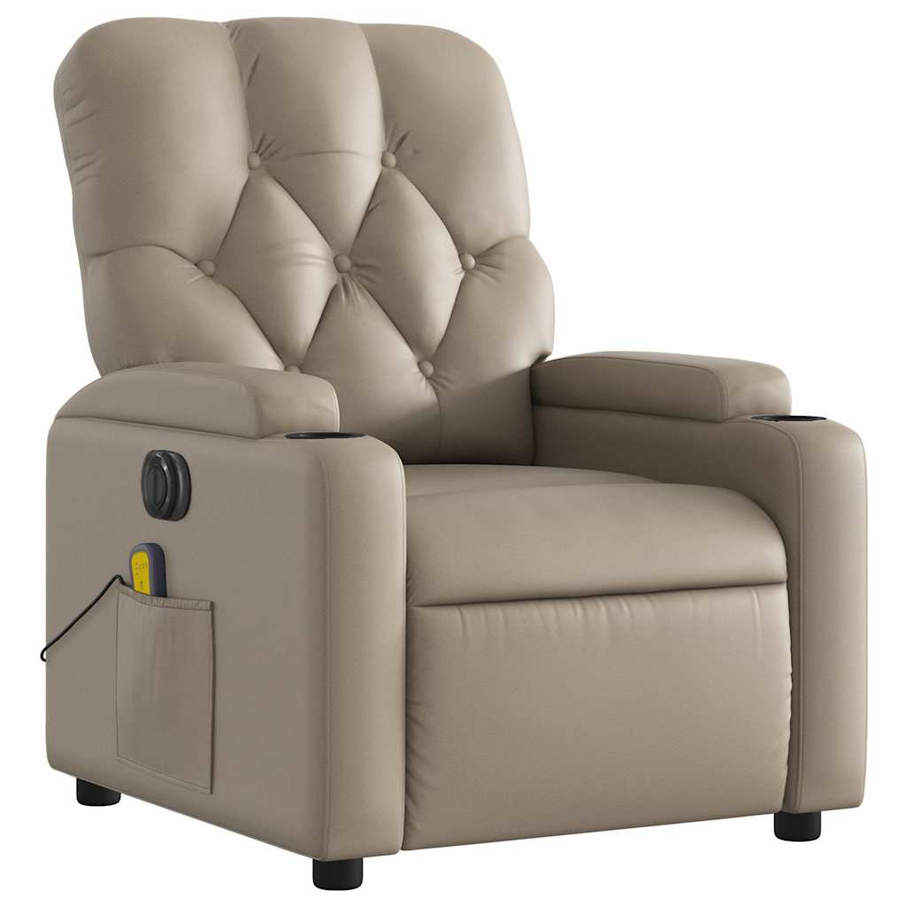 vidaXL Fauteuil de massage électrique cappuccino-marron en similicuir