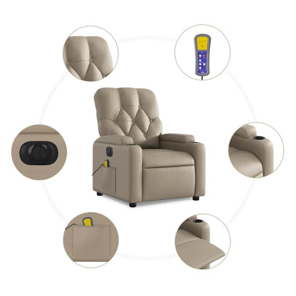 vidaXL Fauteuil de massage électrique cappuccino-marron en similicuir