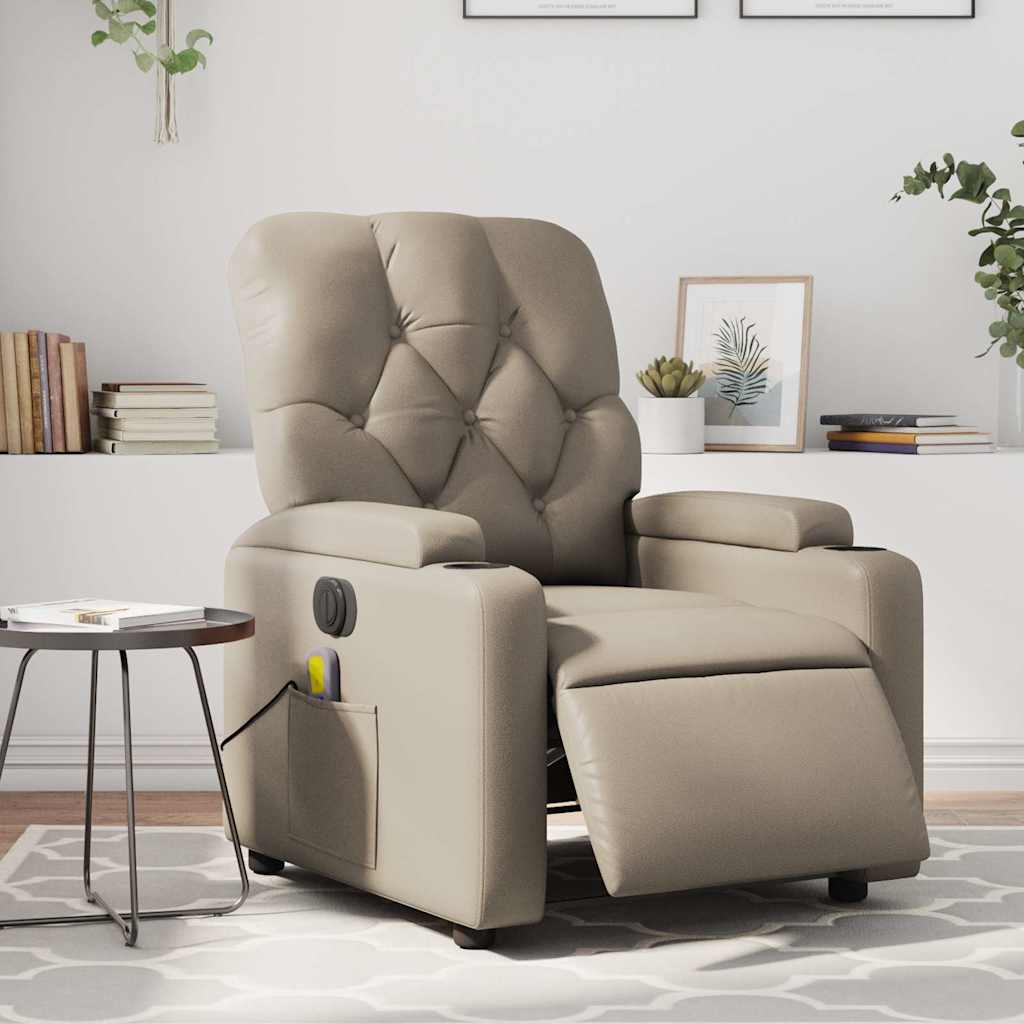 vidaXL Fauteuil de massage électrique cappuccino-marron en similicuir