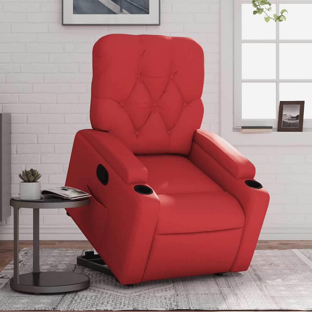vidaXL Fauteuil relax releveur rouge similicuir