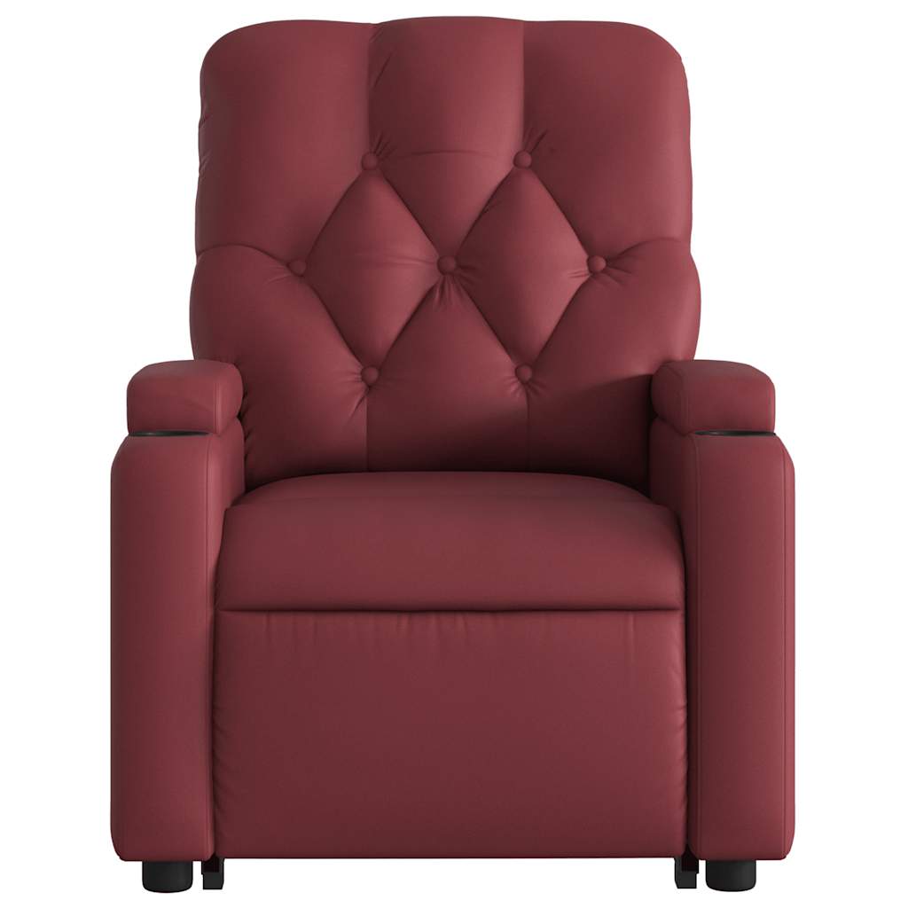 vidaXL Fauteuil de massage inclinable avec fonction de levage Similicuir Rouge bordeaux