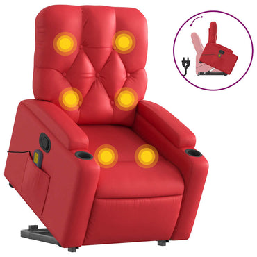vidaXL Fauteuil de massage releveur rouge en similicuir