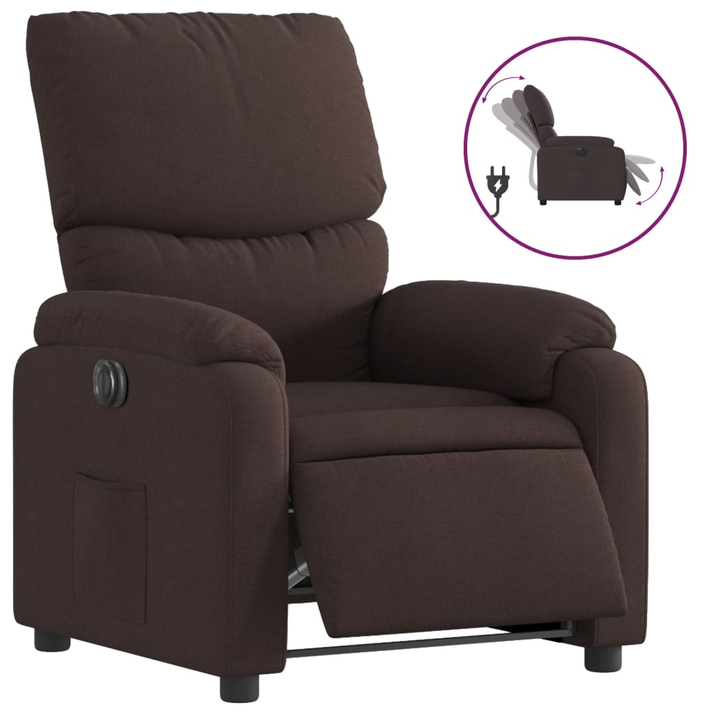 vidaXL Fauteuil relax électrique marron foncé en tissu