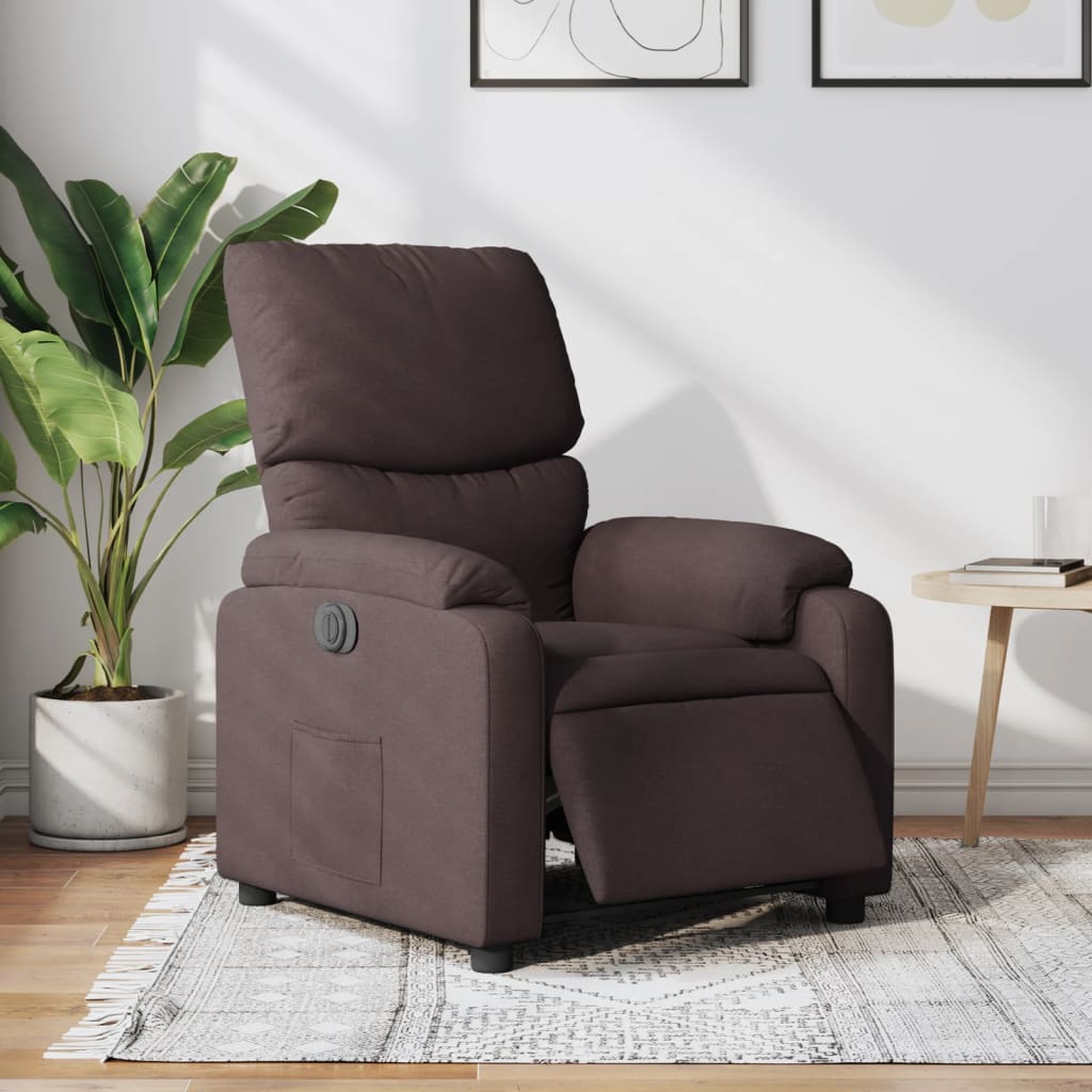 vidaXL Fauteuil relax électrique marron foncé en tissu