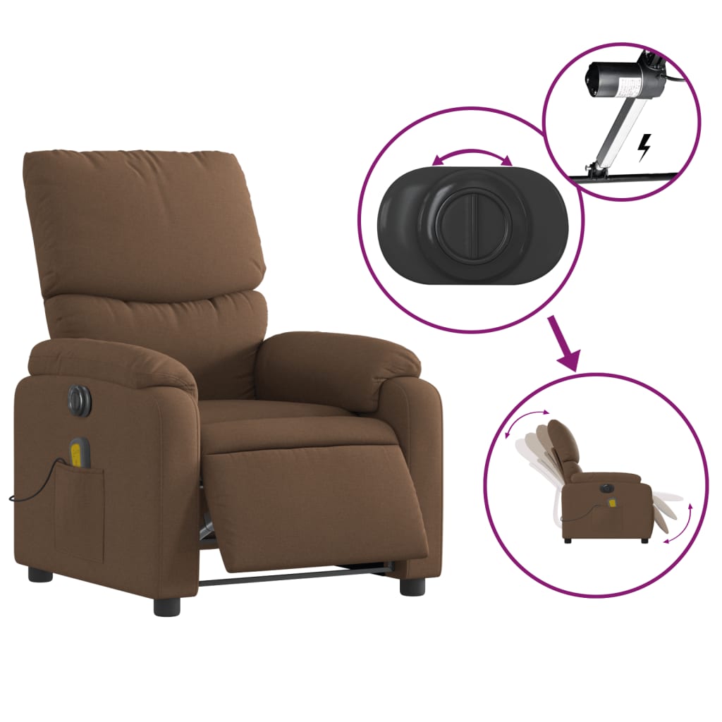 vidaXL Massagesessel Elektrisch Braun Stoff