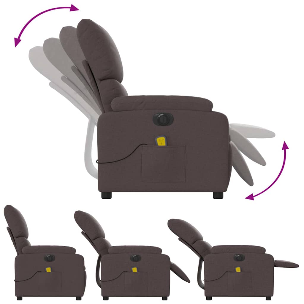 vidaXL Massagesessel Elektrisch Dunkelbraun Stoff