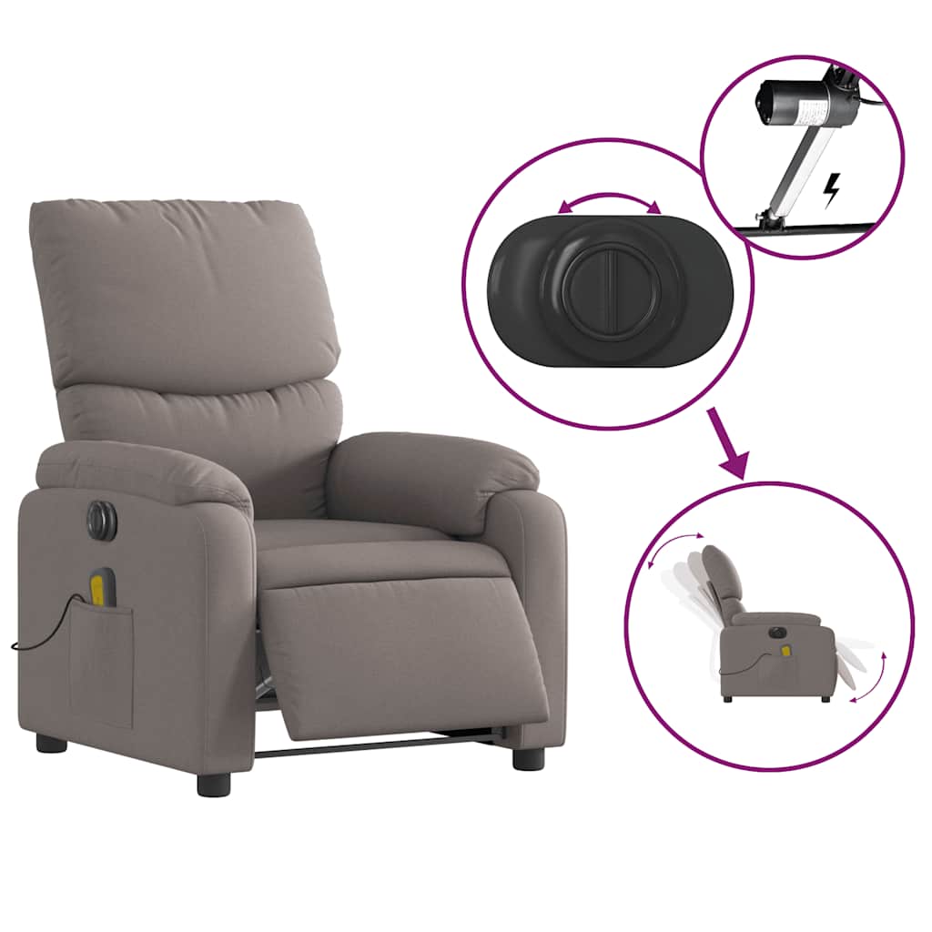 vidaXL Massagesessel Elektrisch Taupe Stoff