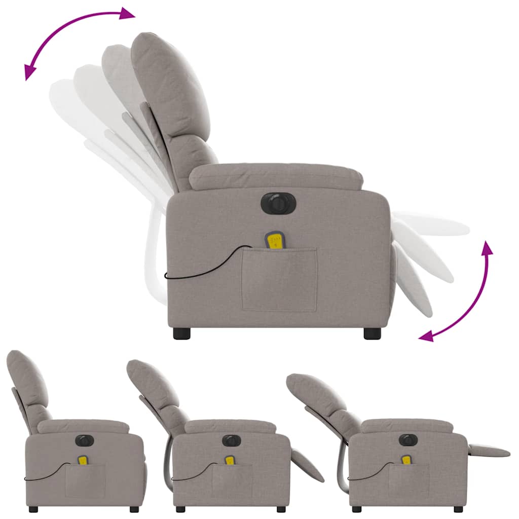 vidaXL Massagesessel Elektrisch Taupe Stoff