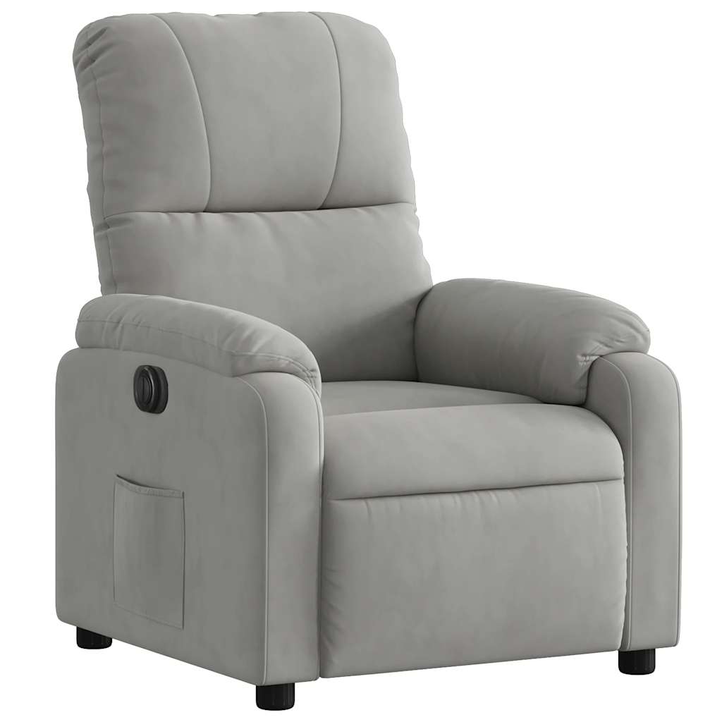 vidaXL Fauteuil de relaxation électrique Gris clair Tissu microfibre