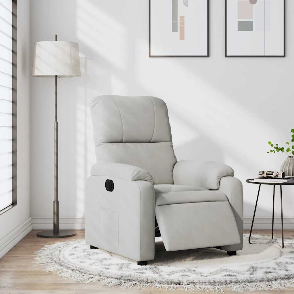 vidaXL Fauteuil de relaxation électrique Gris clair Tissu microfibre