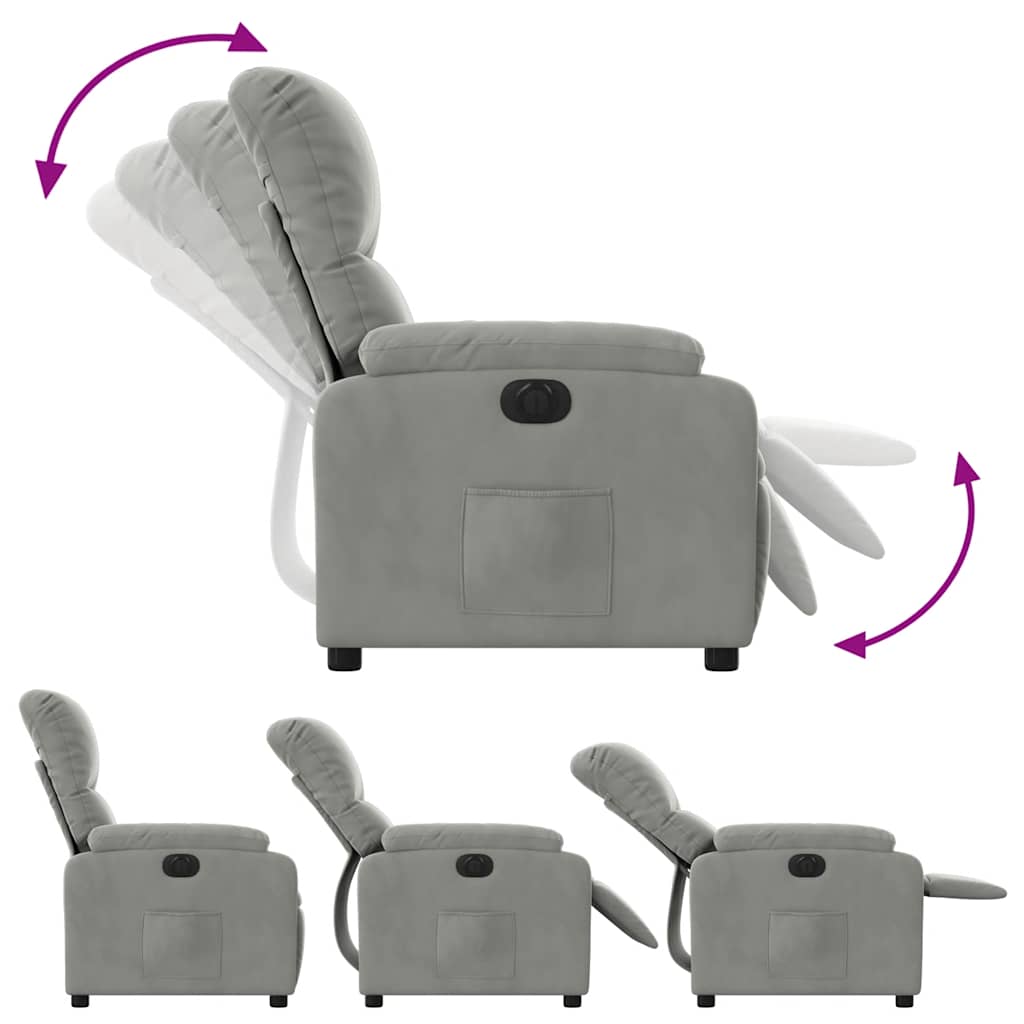 vidaXL Fauteuil de relaxation électrique Gris clair Tissu microfibre