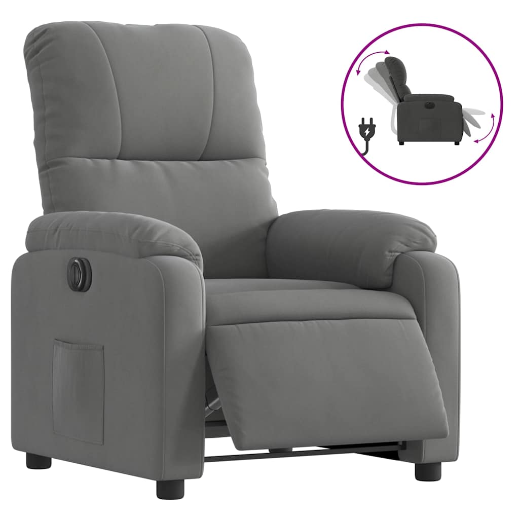 vidaXL Fauteuil relax électrique Gris foncé en tissu microfibre