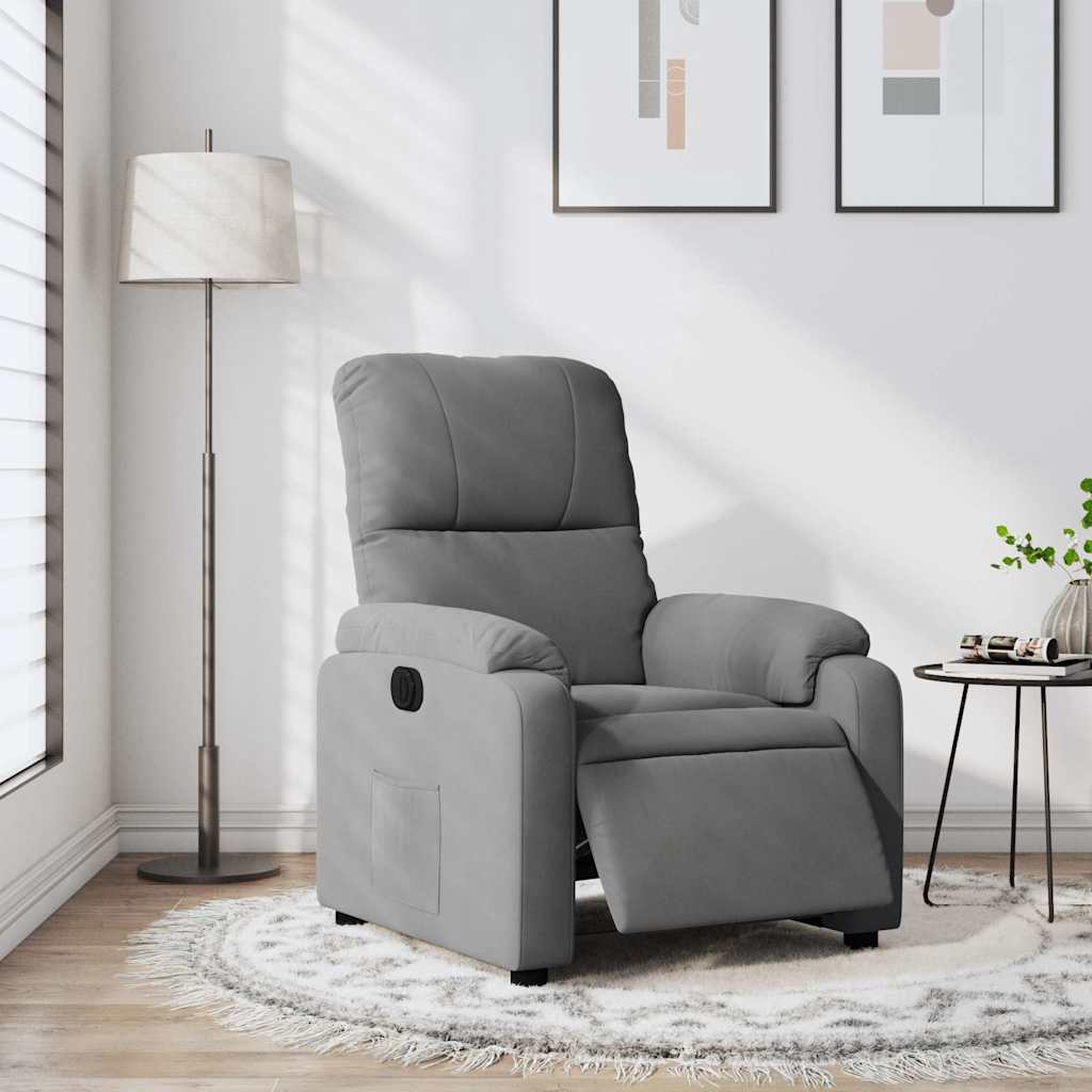 vidaXL Fauteuil relax électrique Gris foncé en tissu microfibre