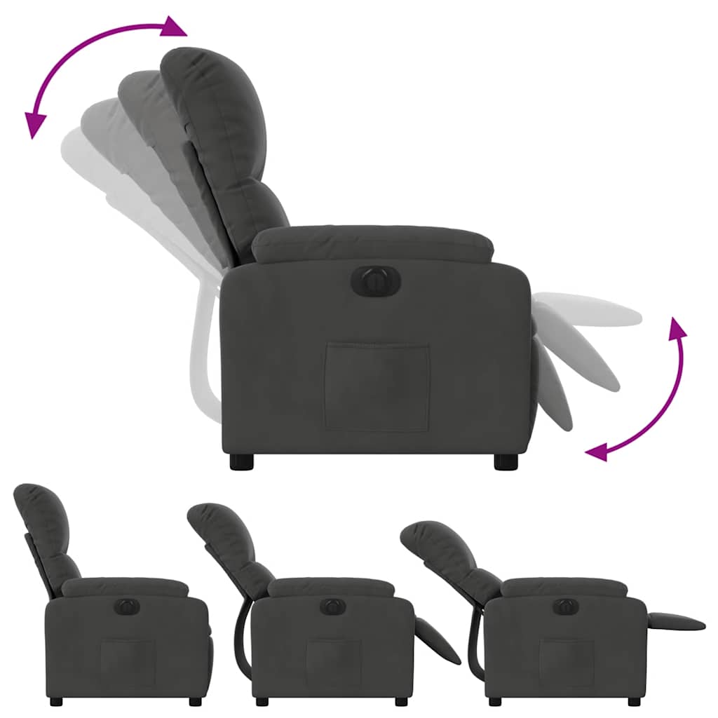 vidaXL Fauteuil relax électrique Gris foncé en tissu microfibre