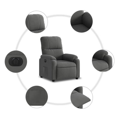 vidaXL Fauteuil relax électrique Gris foncé en tissu microfibre