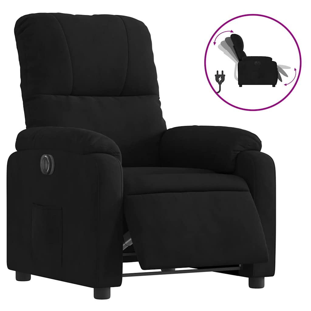 vidaXL Fauteuil relax électrique Noir Tissu en microfibre
