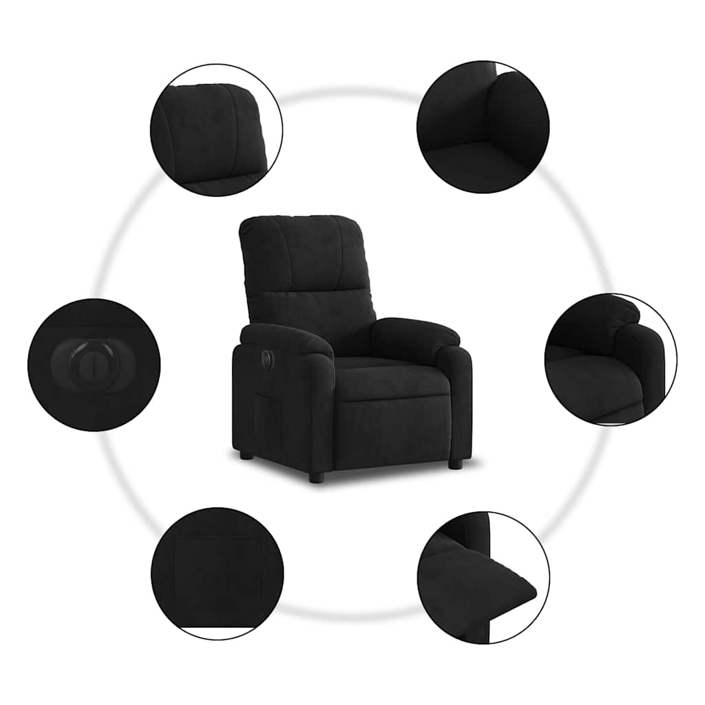 vidaXL Fauteuil relax électrique Noir Tissu en microfibre