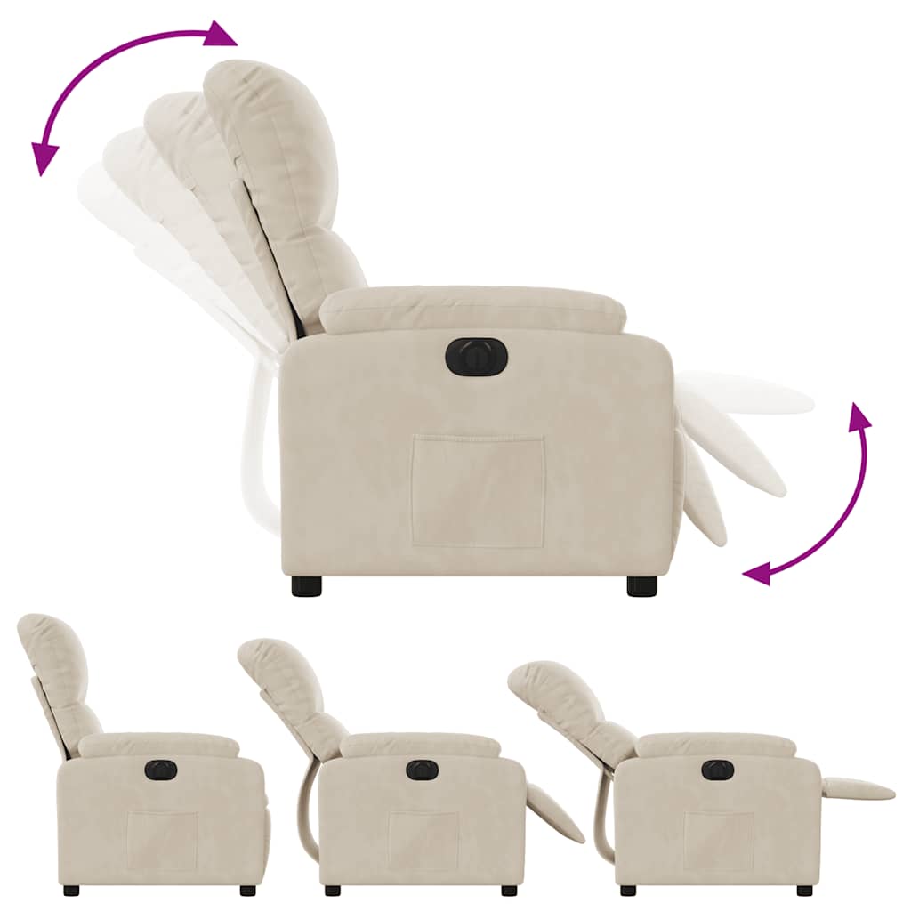 vidaXL Fauteuil relax électrique beige en tissu microfibre