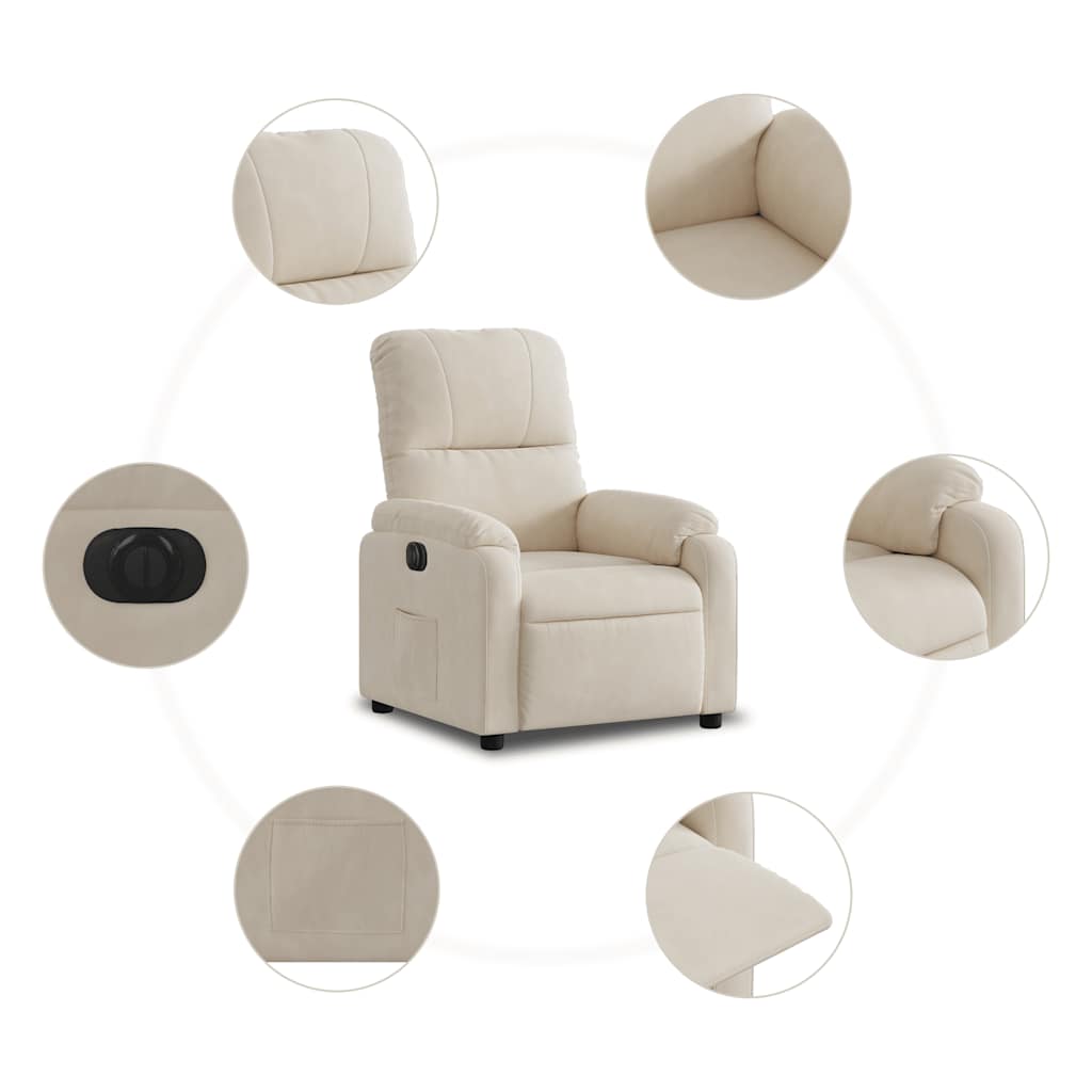 vidaXL Fauteuil relax électrique beige en tissu microfibre
