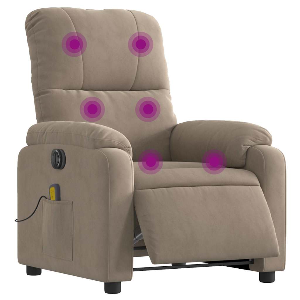 vidaXL Massagesessel Elektrisch Taupe Mikrofasergewebe