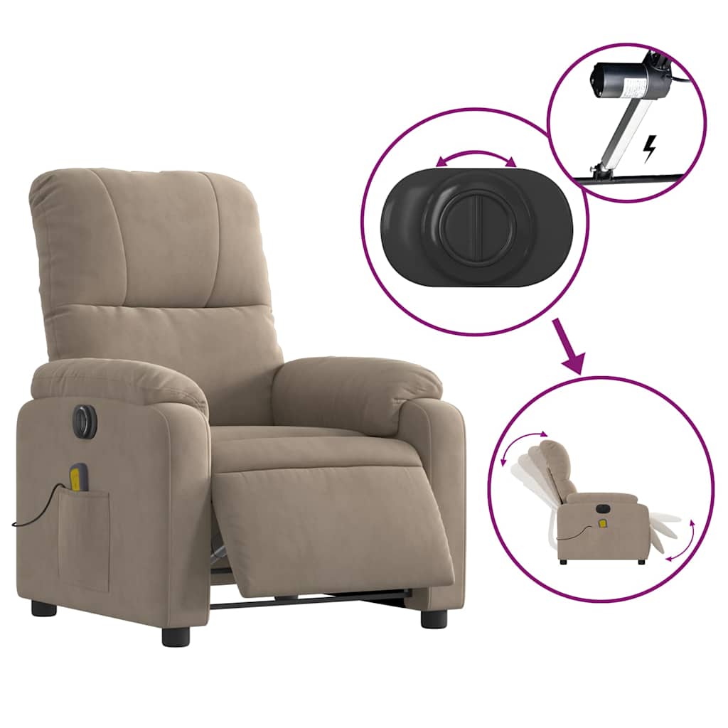 vidaXL Massagesessel Elektrisch Taupe Mikrofasergewebe