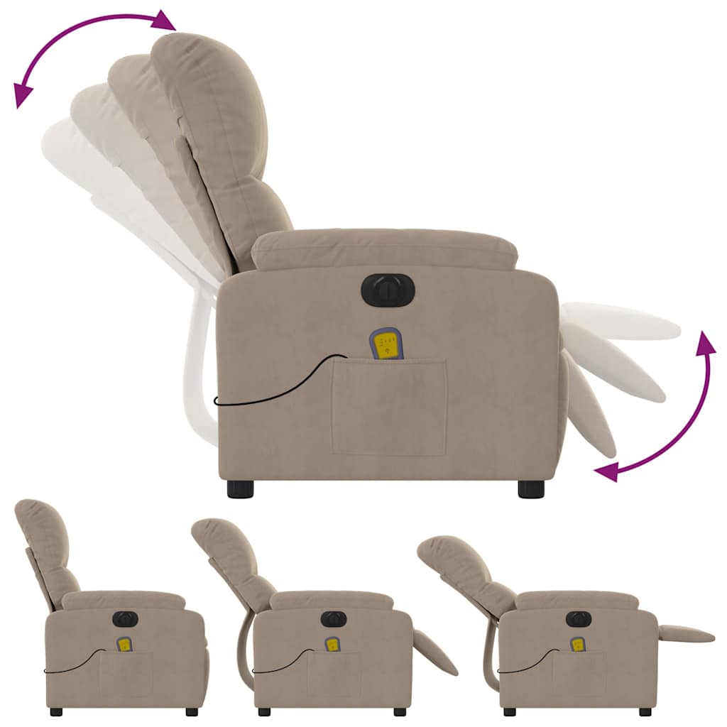 vidaXL Massagesessel Elektrisch Taupe Mikrofasergewebe