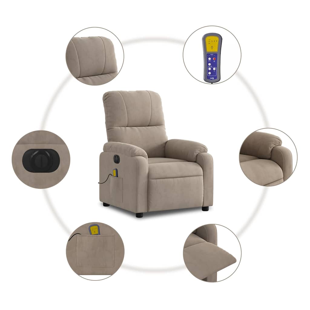 vidaXL Massagesessel Elektrisch Taupe Mikrofasergewebe