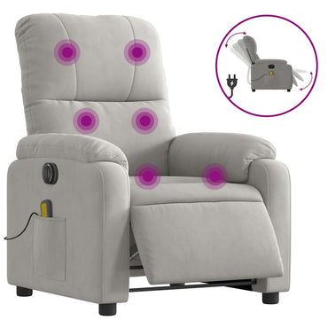 vidaXL Massagesessel Elektrisch Hellgrau Mikrofasergewebe