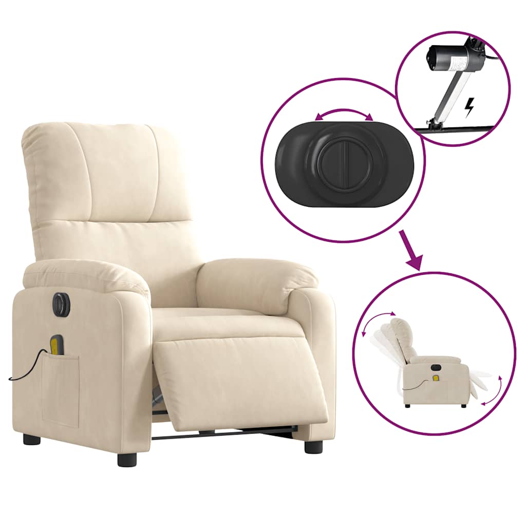 vidaXL Massagesessel Elektrisch Beige Mikrofasergewebe