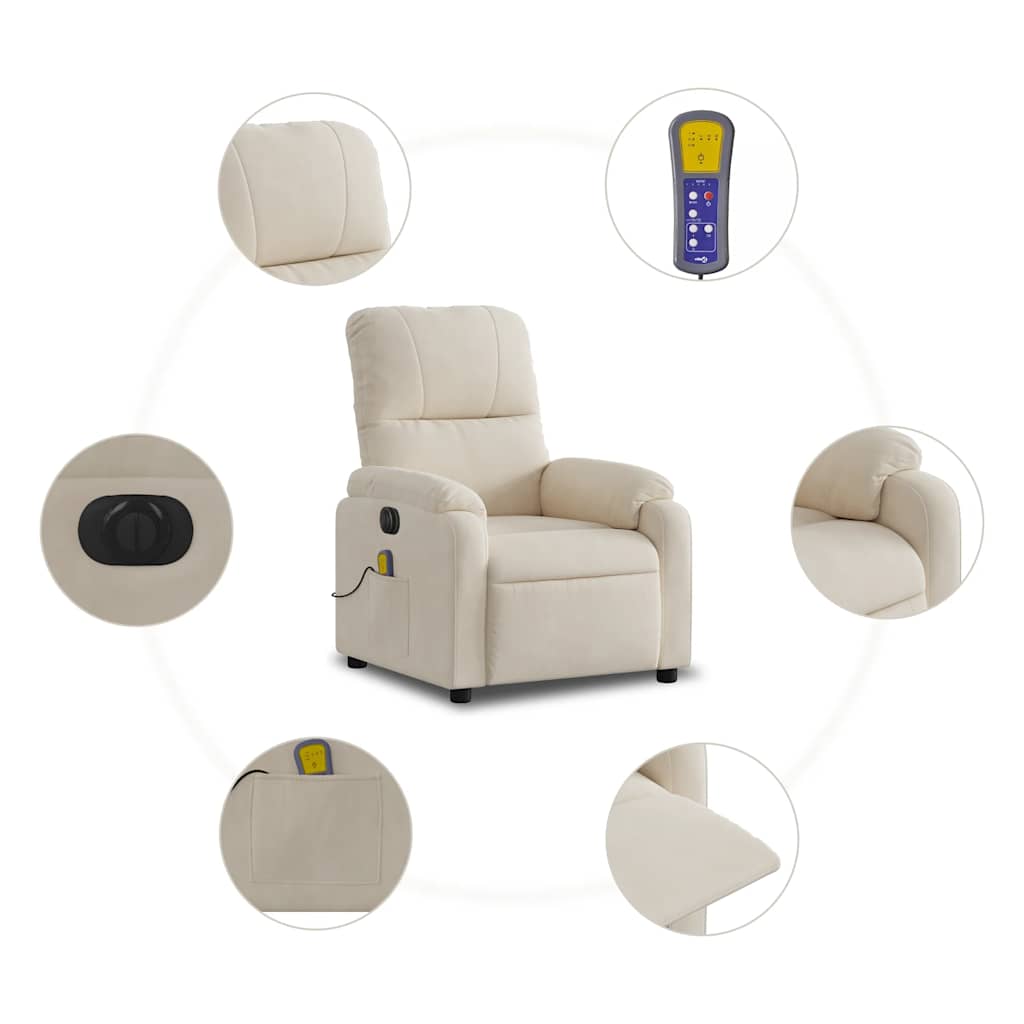vidaXL Massagesessel Elektrisch Beige Mikrofasergewebe