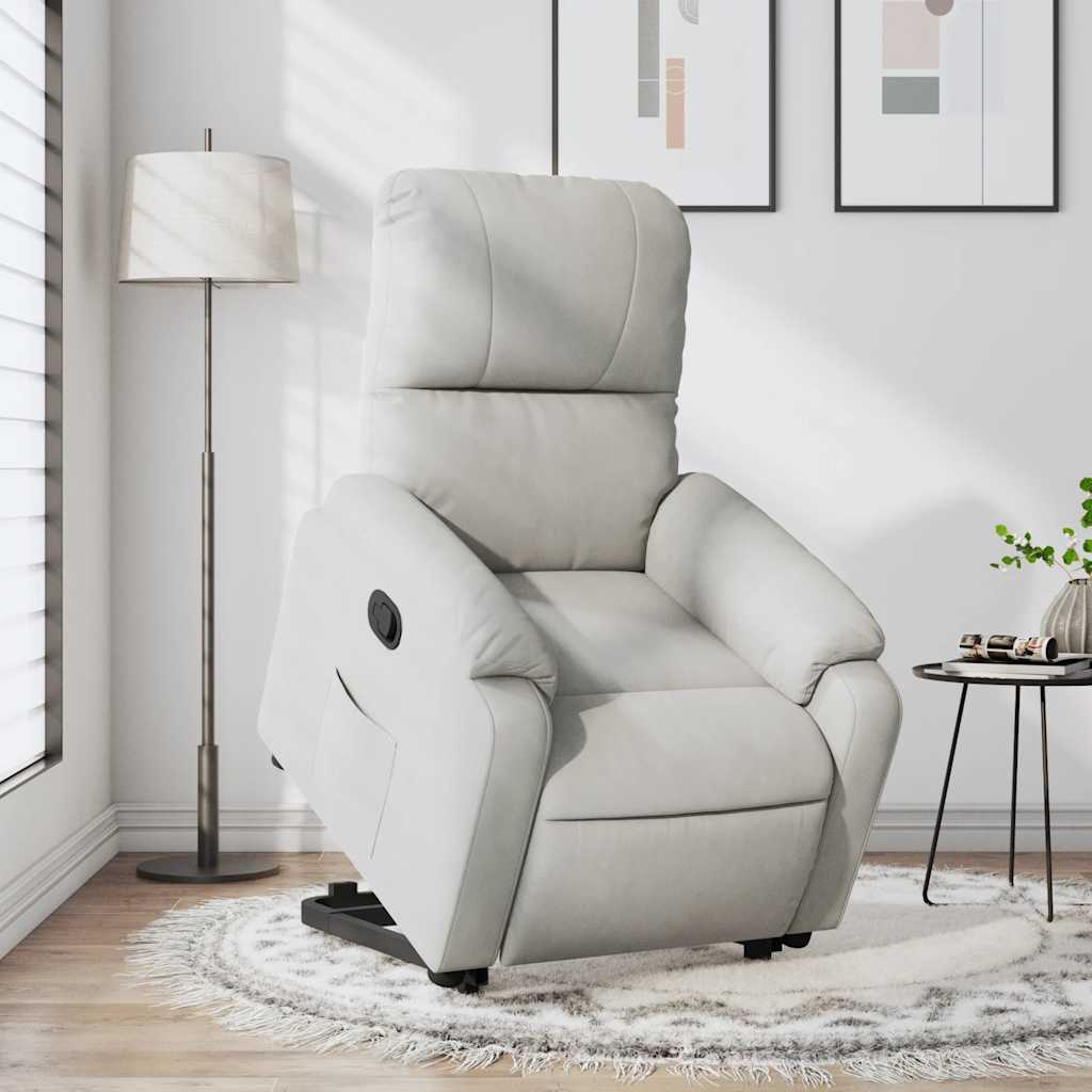 vidaXL Relaxsessel mit Aufstehhilfe Hellgrau Mikrofasergewebe