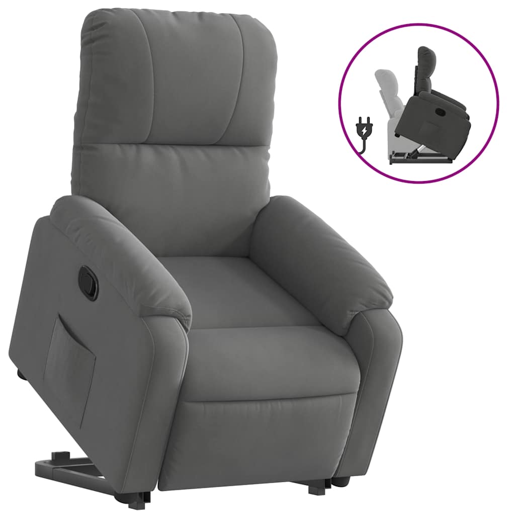 vidaXL Fauteuil inclinable releveur gris foncé en tissu microfibre