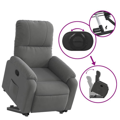 vidaXL Fauteuil inclinable releveur gris foncé en tissu microfibre