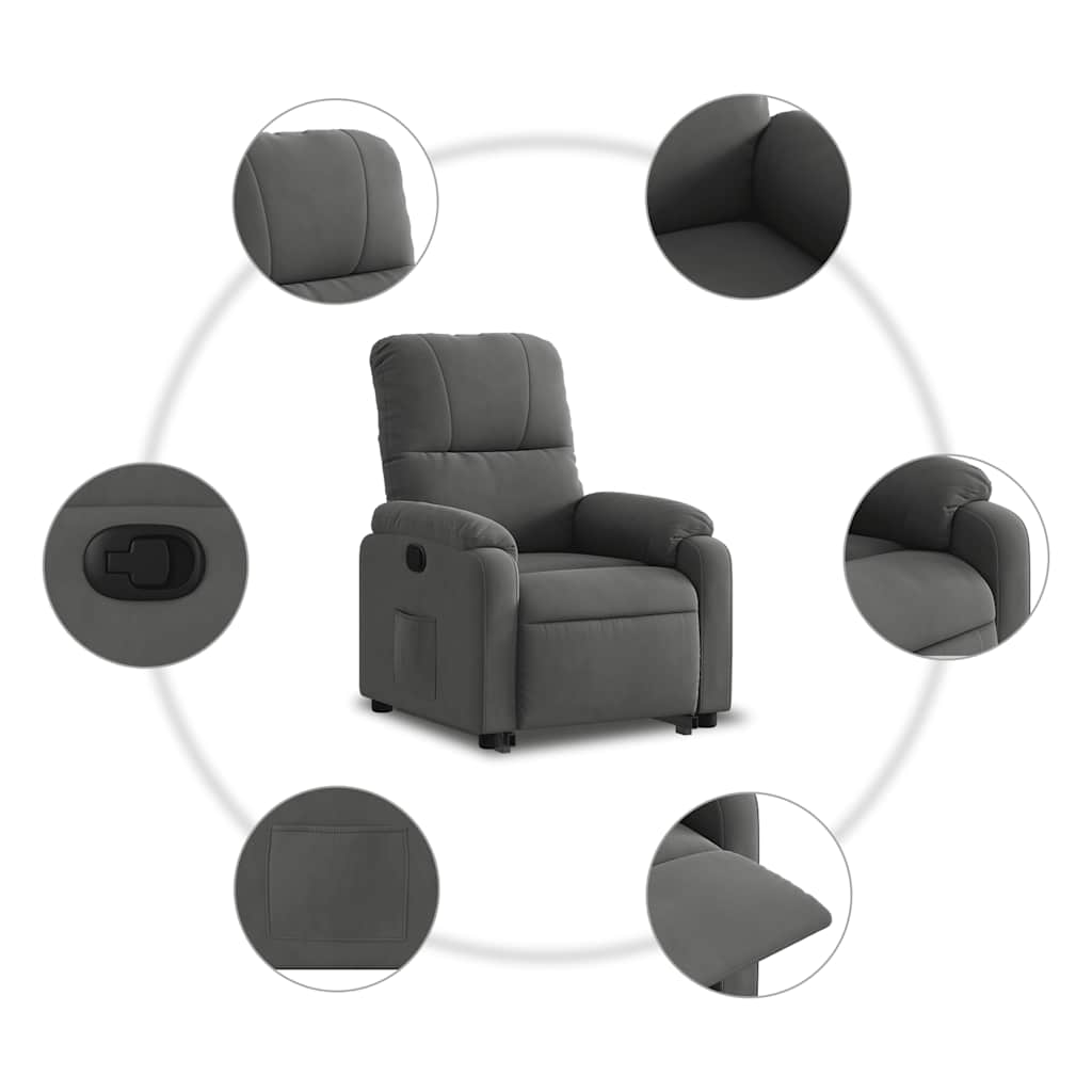 vidaXL Fauteuil inclinable releveur gris foncé en tissu microfibre